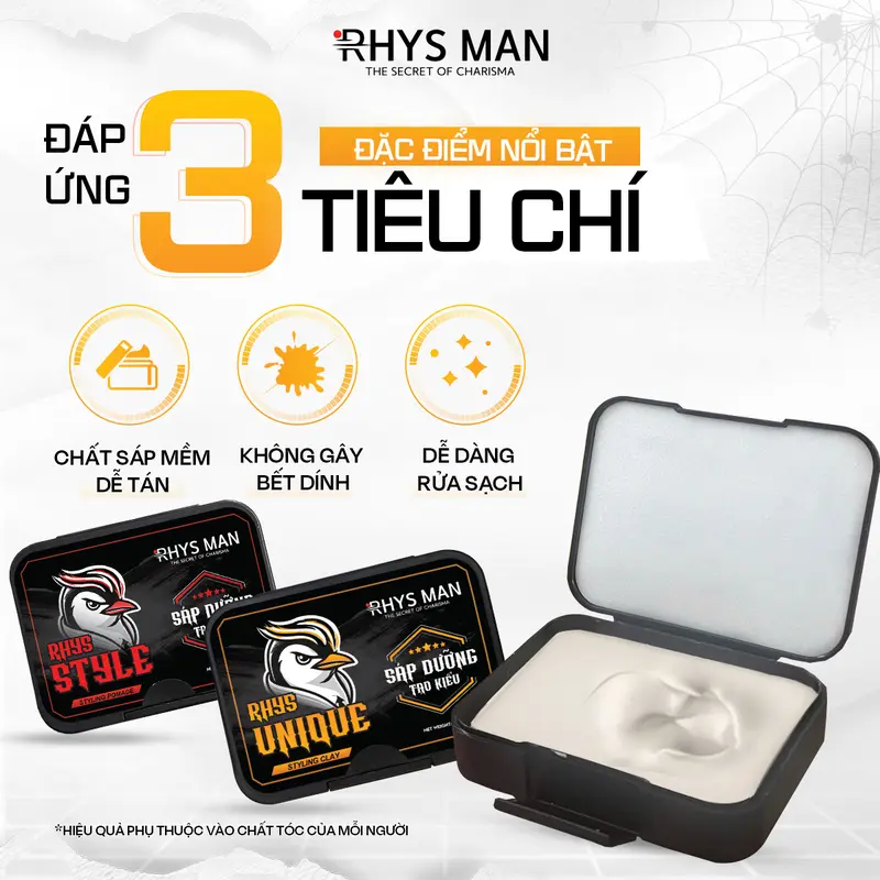 [Mua 1 Tặng 1 Lược tạo kiểu] Sáp vuốt tóc nam RHYS MAN Pomade/Clay giữ nếp tạo kiểu tự nhiên 50g/100g Chăm Sóc Tóc Dưỡng Tóc Chăm Sóc Tóc Dưỡng Tóc 4