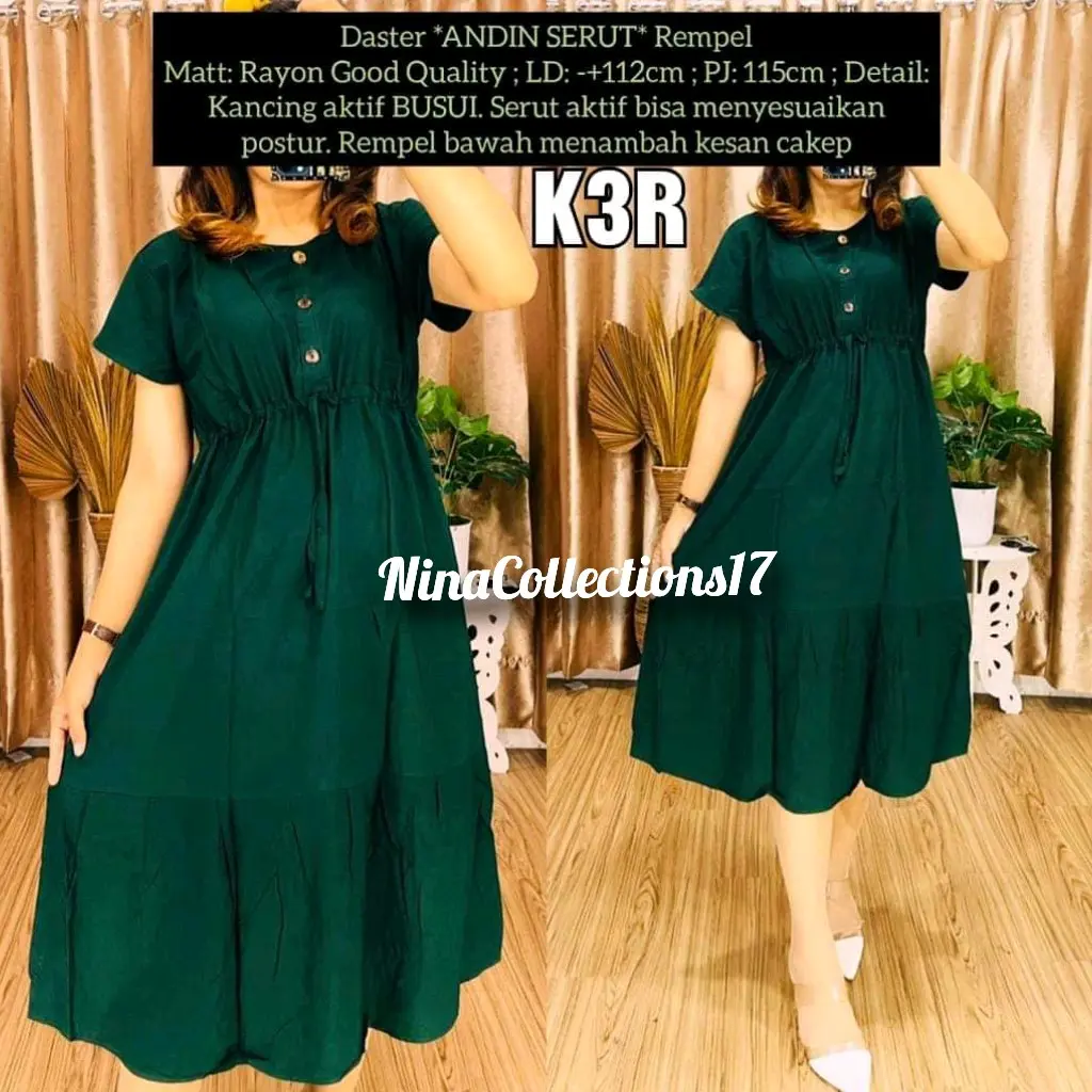 Daster Serut Rayon Polos Ori By Nina Collection