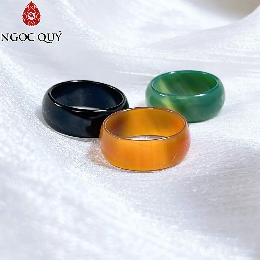 Nhẫn mã não đeo tay phong thủy bản cao 7-10mm - Ngọc Quý