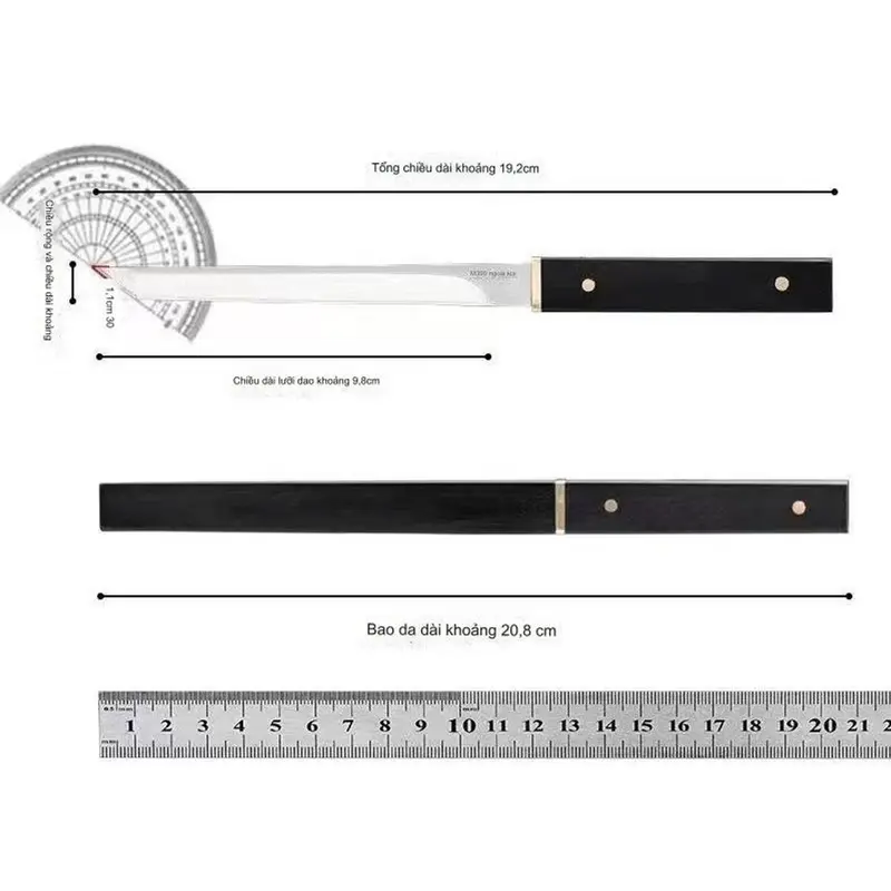Dao Tanto Mini Nhật Bản Gọt Hoa Quả, Thái Sashimi lưởi Thép Không Gỉ dài 20cm 6