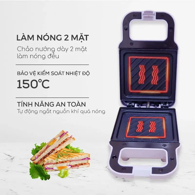 Máy Nướng Bánh Mì Sandwich SEKA SK560 , Máy Kẹp Nướng Bánh Mì Chín Nhanh Đều BH 12 Tháng SP412326266 4