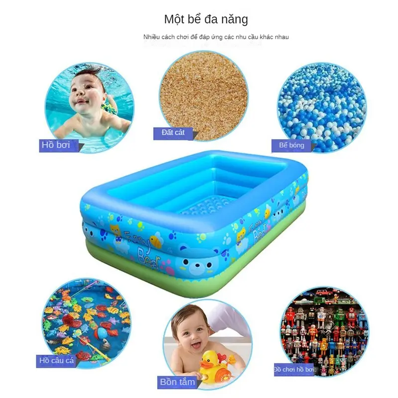 (HÀNG NK CHÍNH NGẠCH)Bể bơi cho bé chống trơn trượt có thể gấp gọn Đồ Chơi 3