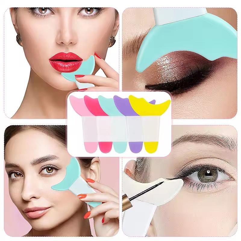 1/2PCS Stensil Eyeliner Silikon Multi-Fungsi Alat Bantu Riasan Mata Alat Bantu Menggambar Maskara dan Memakai Lipstik Alat Kecantikan yang Dapat Digunakan Ulang