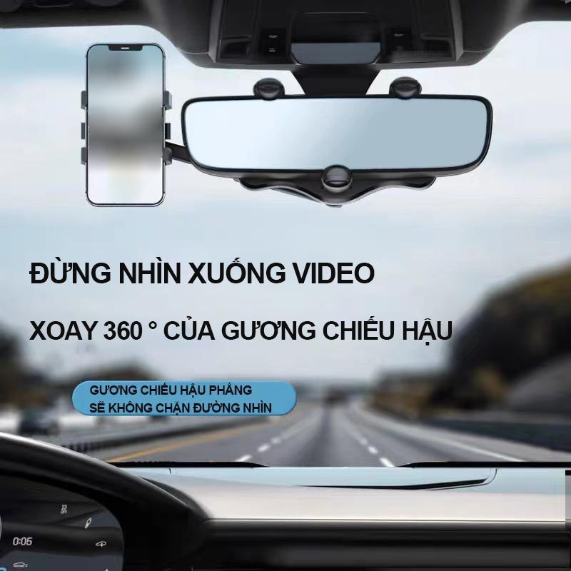Giá đỡ điện thoại - Giá đỡ kẹp điện thoại lên gương chiếu hậu để trên xe hơi ô tô, có thể xoay 360 độ và thu vào dễ dàng 2
