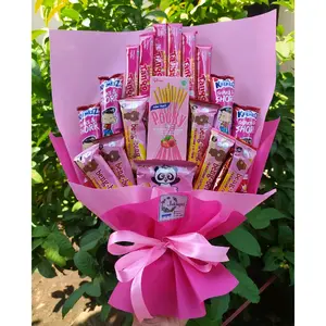 Buket snack pink beng beng cantik hadiah wisuda hadiah ulang tahun valentine