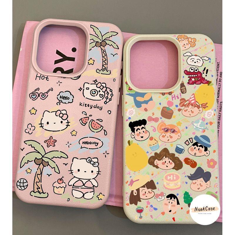 Ốp Cho IPhone 11 15 13 16 12 14 Pro Max Xs Max Xr X 14 Plus 15 Plus Sàng Lọc Dễ Thương Crayon Shin-chan Hello Kitty Vỏ