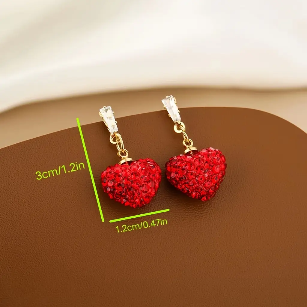 Hoa Tai Hình Trái Tim, Màu Đỏ, Mặt Dây Chuyền Giả, Giá Cả Phải Chăng, Sang Trọng, Cao Cấp, Thích Hợp Làm Quà Tặng Giáng Sinh, Đồ Trang Sức Cho Phụ Nữ