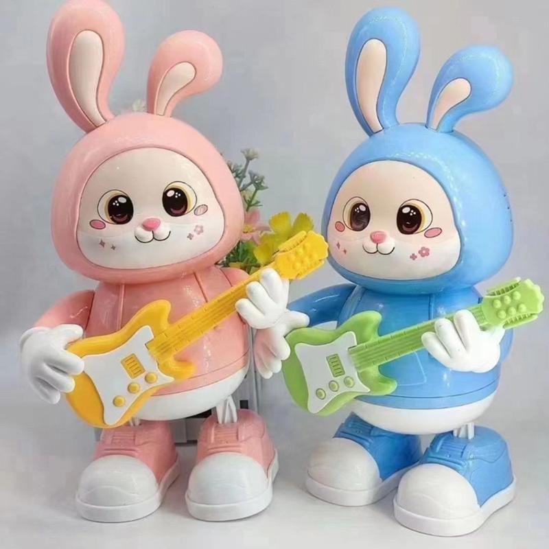 Đồ Chơi Thỏ Đánh Đàn Ghi Ta Xanh Hồng Nhảy Múa Có Nhạc Và Di Chuyển Vui Nhộn Dành Cho Trẻ Phát Nhạc Toy Pin