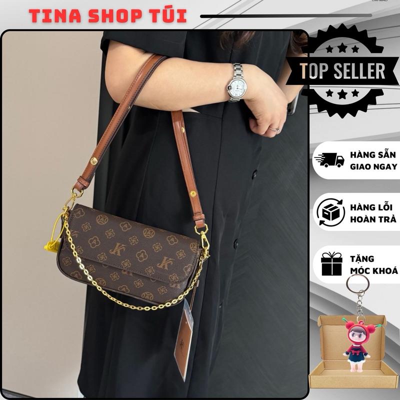 Túi cao cấp Monica JK cầm tay, đeo vai, đeo chéo size 22cm; Túi da PU cao cấp; Túi kèm dây charm xích nhỏ gọn sang trọng Bag Nữ