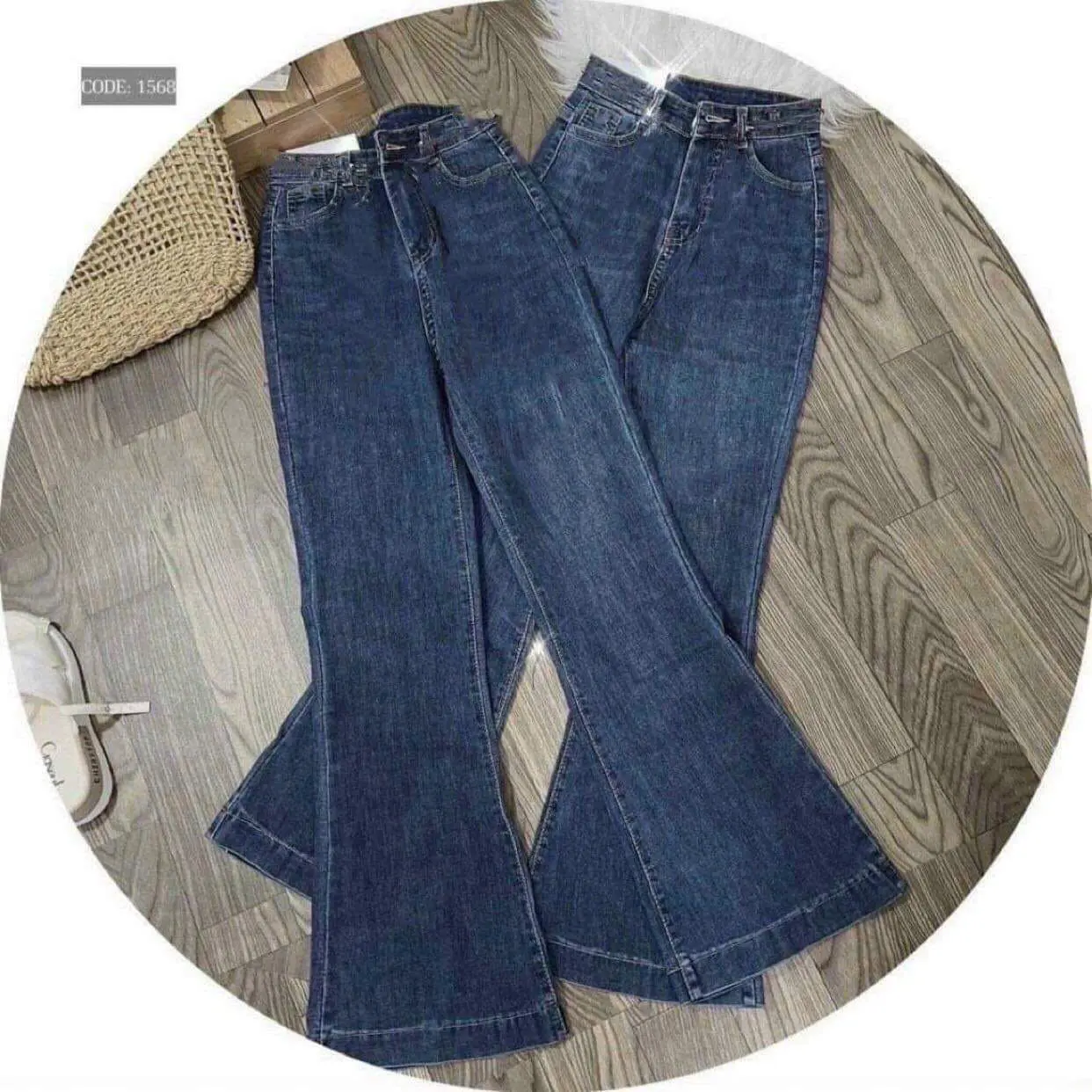 Quần jeans Nữ Ống Loe Trơn Cạp Siêu Cao Co Giãn 4 Chiều Hách Dáng Cá Tính Thời Trang