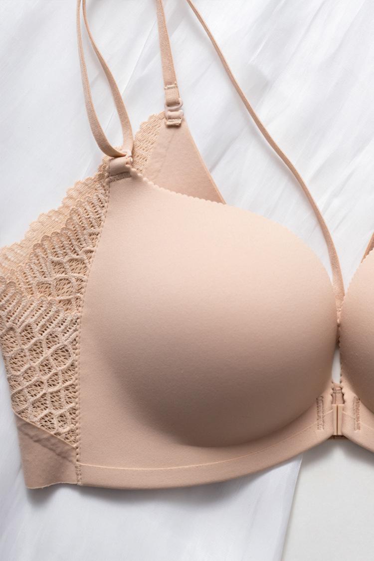 Product Introduction of Small Chest Gathered without Trace Wireless Seamless Front Button Beauty Back Underwear Ladies New Breast Holding Bra Thin 7
