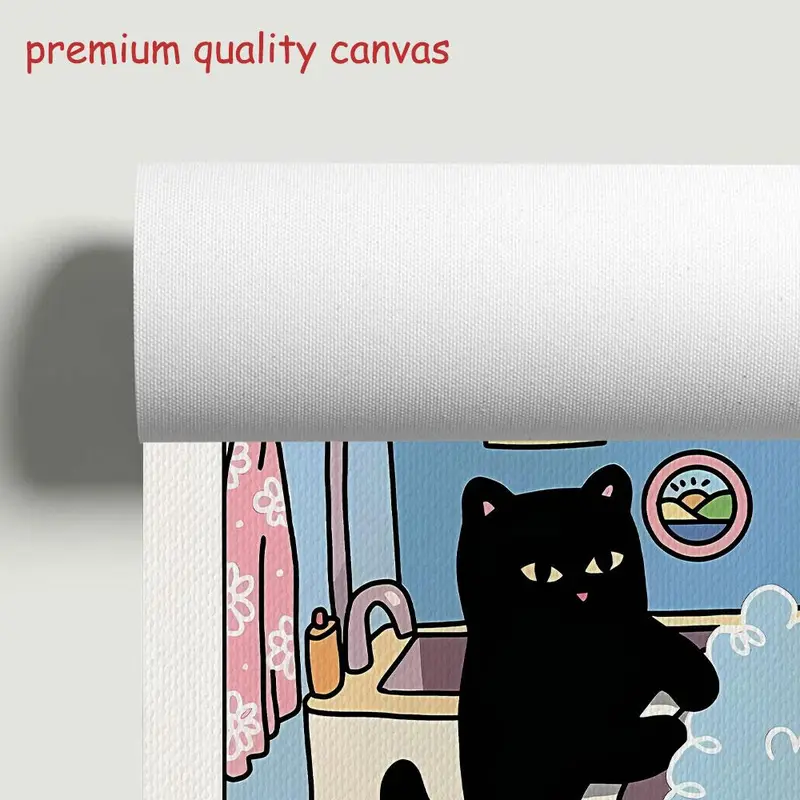 Cat Bathroom Pattern Unframed Painting, Modern Style Wall Art Poster, Wall Art Decor for Home Living Room Bedroom Study Room, Ornaments 5