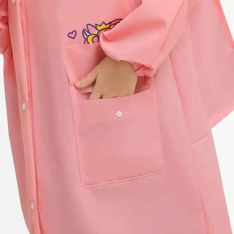 Children's Raincoats, Cartoon Animal Pattern Raincoat, Portable Mask Raincoat, Waterproof Windproof Raincoat for Boys & Girls, School Rain Gear 4