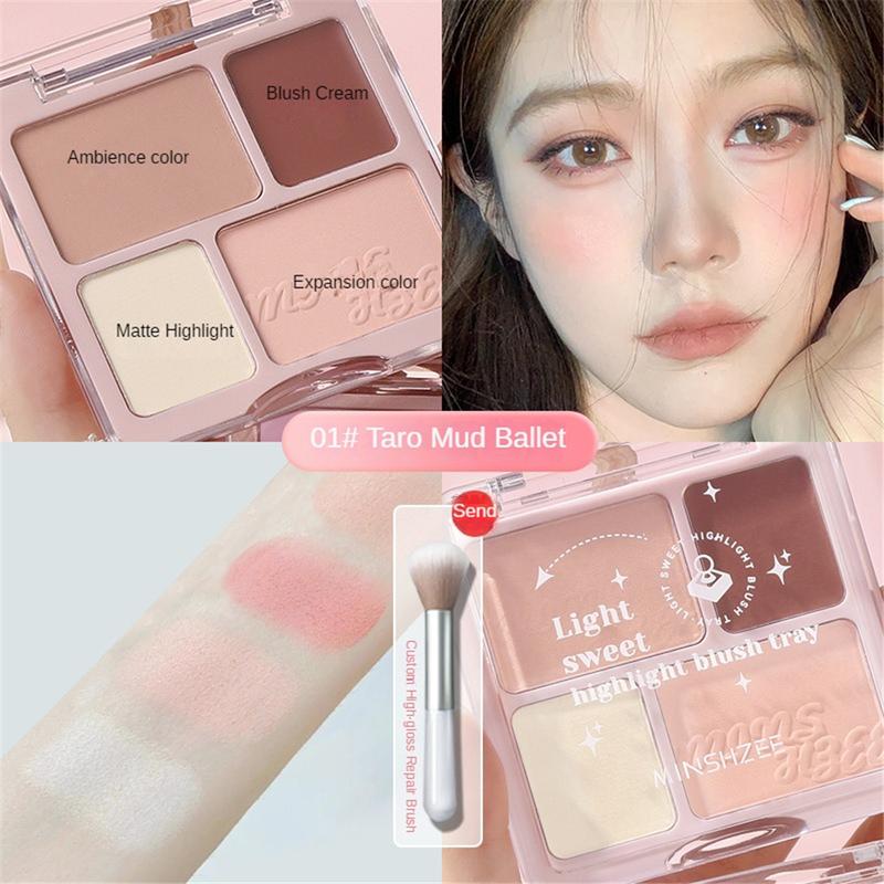 Product Introduction of Bảng Màu Tạo Khối ánh, 4 Màu, Lâu Trôi, Lớp Hoàn Thiện Lì 3D, Phấn Mũi, Bảng Màu Tất Cả Trong Một, Để Làm Sáng Khuôn Mặt, Bắt Sáng, Bronze, Có Độ Bóng Cao, Phấn Mắt Màu Hồng Đào, Trang Điểm Khuôn Mặt Tự Nhiên, Đi Kèm Với Cọ Nữ Mỹ Phẩm 23