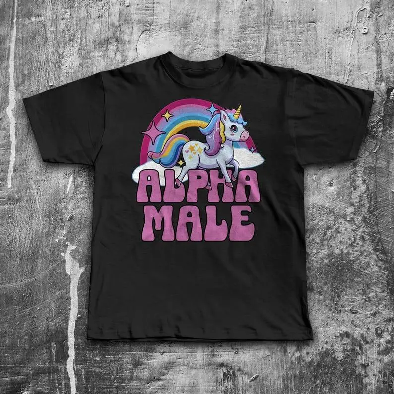 Alpha Male Funny Unicorn T-shirt, Meme Shirt, Gift for Her, Cringe Tee, Stupid Shirts, Alpha Male, Couple Gifts, Unhinged Clothes, Joke Tees 0