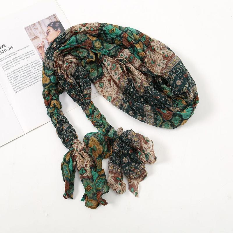 Product Introduction of Khăn Quàng quàng cổ Bện Phong Cách Dân Tộc, Làm Bằng Bông Và Vải Lanh, In Hình Người Nổi Tiếng Trên Internet Phổ Biến Khăn Choàng, Khăn Quàng cổ Toque, Khăn Quàng lụa, Sử Dụng Kép, Thích Hợp Cho Tất Cả Các Mùa, Khăn Quàng quàng cổ Dài 2