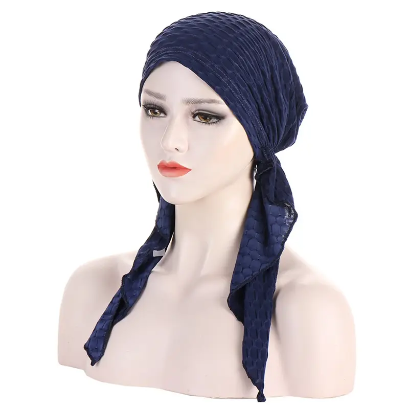 1Pc Women'S Long Tail Bubble Turban Hat Chemotherapy Cap Stretch Head Wrap Hat Hedging Cap