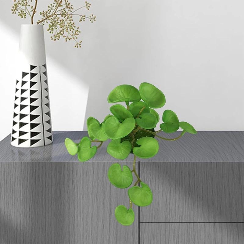 Product Introduction of Artificial Plant Mini Bouquet Copper Coin Grass Soft Glue Fake Green Plants Wall Hanging For Home Office Garden Decoration Decorative Fruit Ornaments Light 15