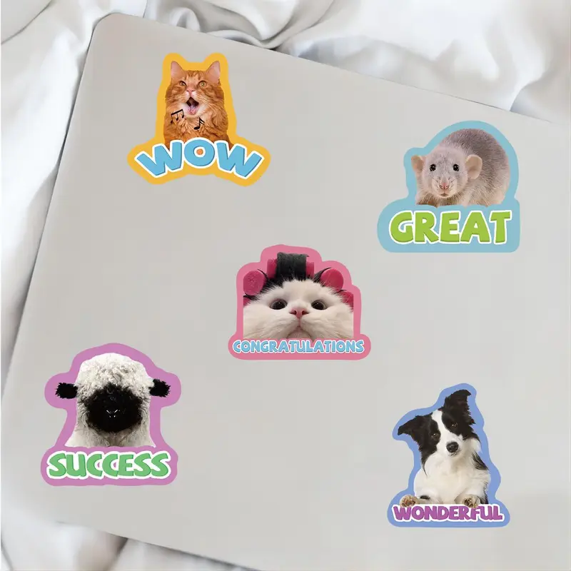 Cute Animal Language Cartoon Sticker, 50pcs/set DIY Decorative Sticker, DIY Decals for Water Bottle, Laptop, Phone Case, Scrapbooking, Journal Making 6