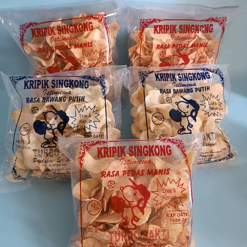 Paket Berlima (Isi 5 BKS) Keripik Singkong Khas Manding Sumenep Madura Cemilan/Makanan Ringan/Snack Rasa Bawang dan Pedas Manis Enak Murah Gurih Renyah 0