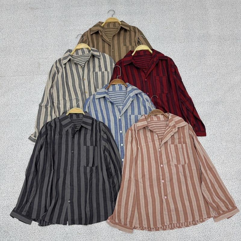 Áo Sơ Mi Cotton Kẻ To 2 Mặt,Mặt Trong Kẻ Nhỏ Freesz Dưới 62kg 0