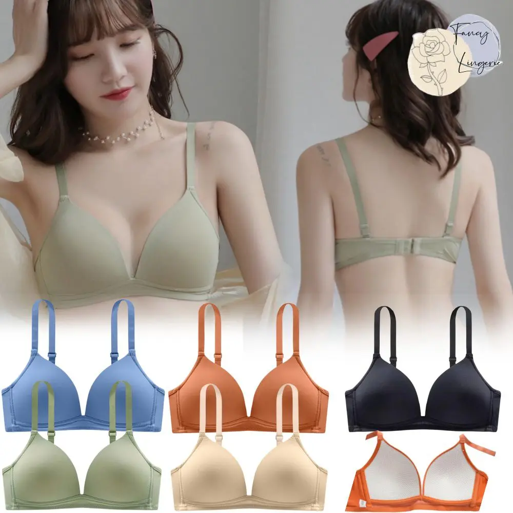 Women Bra Triangle-cup Seamless Comfortable Bralette No Steel Ring Soft Support Breathable Skin-friendly Solid Color Lady Lingerie