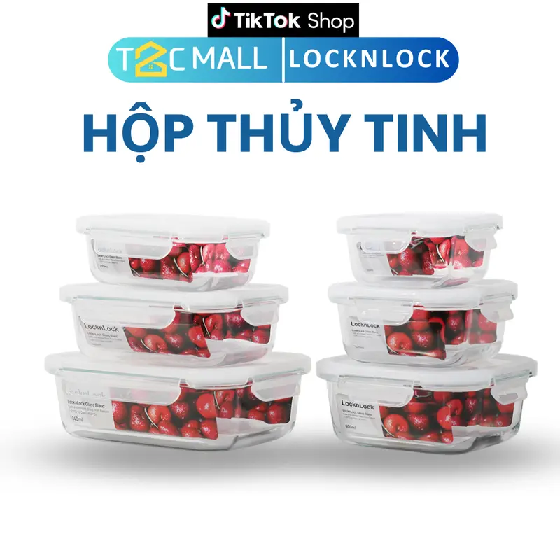 Hộp Thủy Tinh Bảo Quản Thực Phẩm LocknLock BLANC Chịu Nhiệt Cao Dùng Lò Vi Sóng, Trữ Đông Tủ Lạnh Và Dùng Được Trong Máy Rửa Chén Hàng Chính Hãng LLG1101, LLG1102, LLG1103, LLG1104, LLG1105 T2CMALL 0