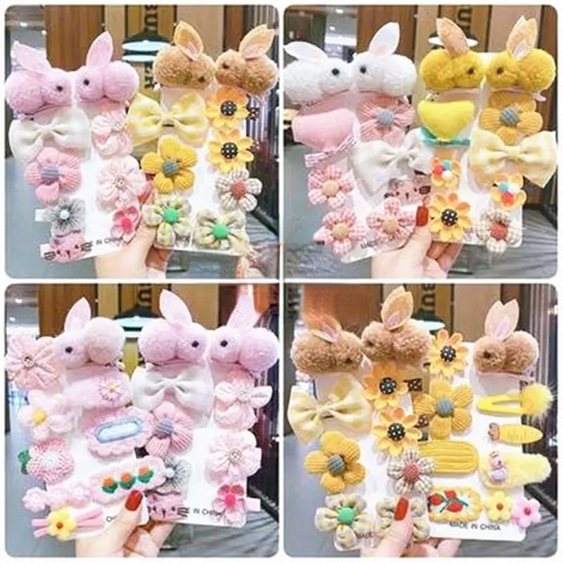 Kẹp Tóc Thỏ, Bộ 9 Chiếc, Kẹp Tóc Trẻ Em Dễ Thương, Kẹp Đầu Trẻ Em, Thời Trang, Màu Kẹo Ngọt, Phụ Kiện Tóc Cho Bé Gái 1