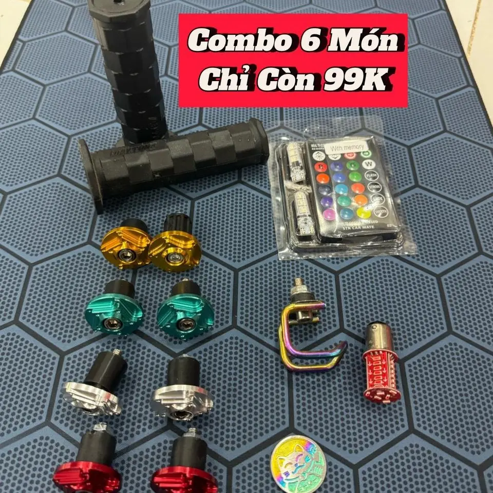 COMPO 6 Món Bao Tay, gù Nhôm , khiển , hậu nháy, móc đồ, logo - Phụ kiện xe máy