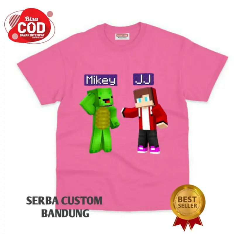 Kaos Atasan Anak JJ & Mikey Maizen Minecraft Bahan Premium Fashion 3