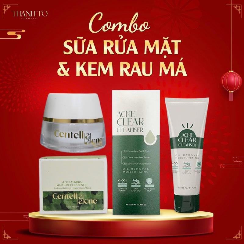 Bộ Kem Rau Má Centella Ance và Rửa Mặt Acne Clear| Thanh Tô Cosmetic  Làm Đẹp Da Skincare
