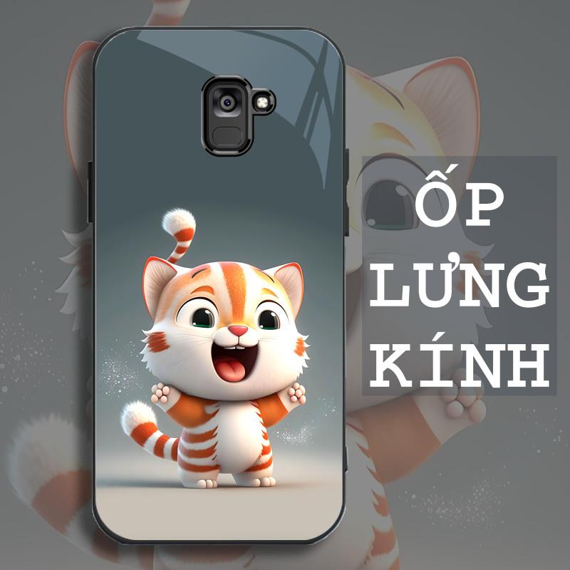 Ốp Lưng cho Samsung GALAXY A6, J6,A8, A8 PLUS  Mặt kính cường lực, cao cấp Họa tiết 12 CON GIÁP NGỘ NGHĨNH