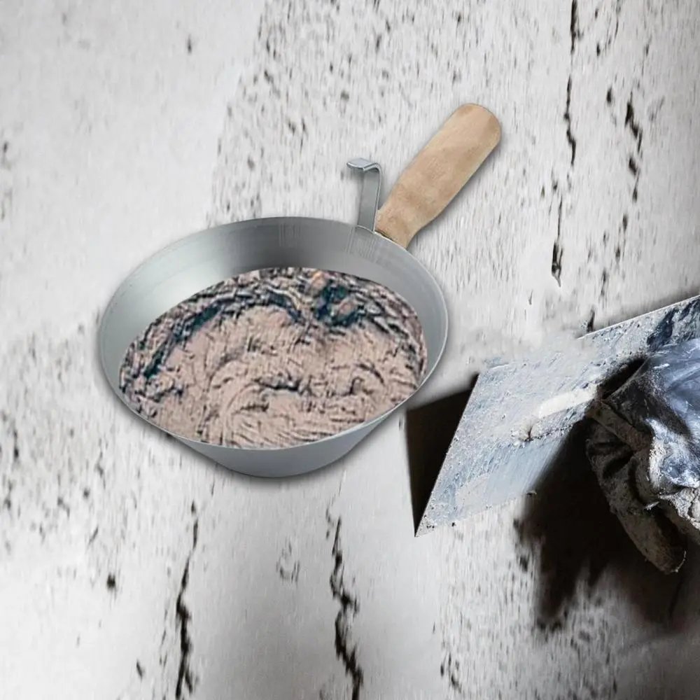 Cement Spoon Iron Scoop Cement Mortar Scooper Wooden Handle Bricklaying Bowl for Plasterers Stucco Mortar Home Renovations Putty