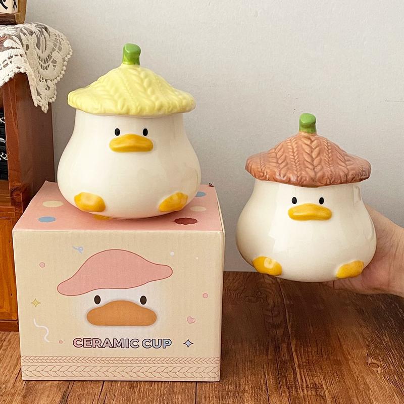 quà tặng Ly sứ uống nước hình Con vịt 400ml quà tặng cho bạn Rất ý nghĩa Có nắp kèm hộp quà XYZ