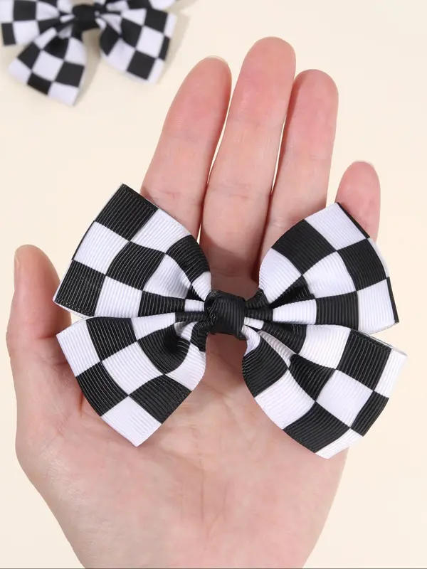 Checkerboard Pattern Bow Decor Hair Clip, Cute Hair Accessories for Girls, Minimalist Headwear Suitable for Thick Hair, Fashion Hair Accessories for Party, Daily Clothing Decor 4