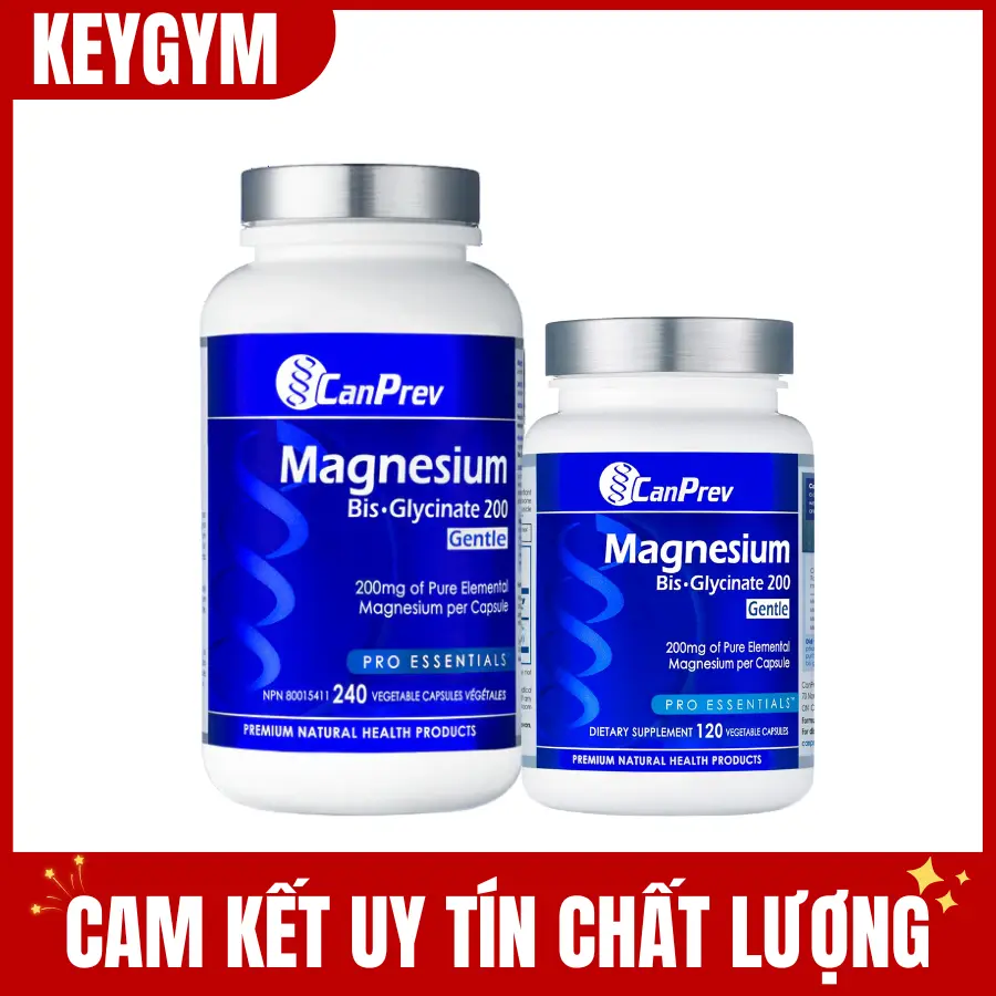[HÀNG KEYGYM] Viên uống bổ sung CanPrev - Pure Magnesium Bis-Glycinate 200mg (Gentle), 120 - 240 Viên - Keygym