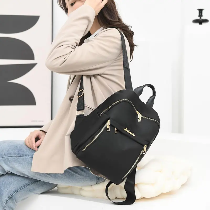 Ba Lô Sức Chứa Lớn, Chất Liệu Pu Đơn Giản, Màu Đen, Dành Cho Nữ, Thích Hợp Đi Du Lịch, Phong Cách Harajuku Trơn, Thích Hợp Cho Học Sinh Và Trường Học, Unisex, Túi Đường Phố Cao Cấp 1