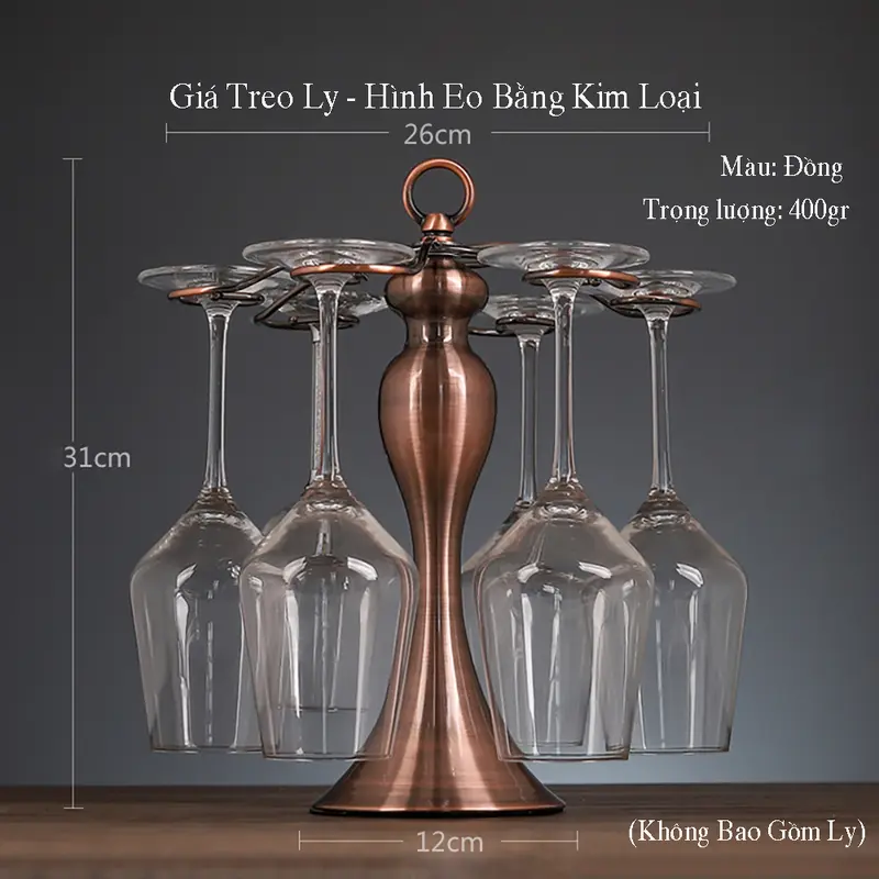 Giá Treo Ly Rượu Vang Decor.Dihuna Màu Xám Bạc, Khay Treo Ly Đồ Decor Trang Trí Để Bàn, Kệ Tủ Rượu, Làm Quà Tặng 2