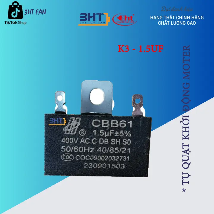 Tụ quạt 2uf và 1.5uf - K3 Khởi động cho động cơ quạt 3