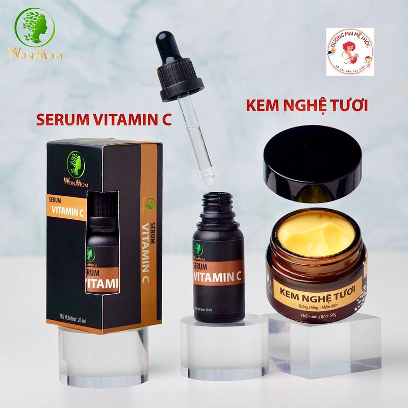 SERUM VITAMIN C + KEM NGHỆ TƯƠI.( Dùng Được Cả Cho Mẹ Bầu Bỉm ) Làm Đẹp Da Skincare Đường