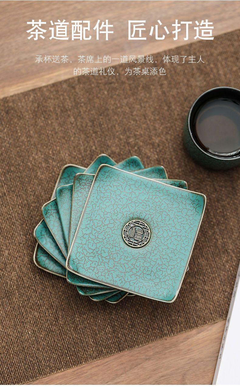 Product Introduction of [2789 People Collected] High-end Green Glaze Kung Fu Tea Coaster Small Tea Tray Ceramic Kung Fu Tea Set Accessories Tea Ceremony Heat Insulation Coaster Tea Set Accessories 16