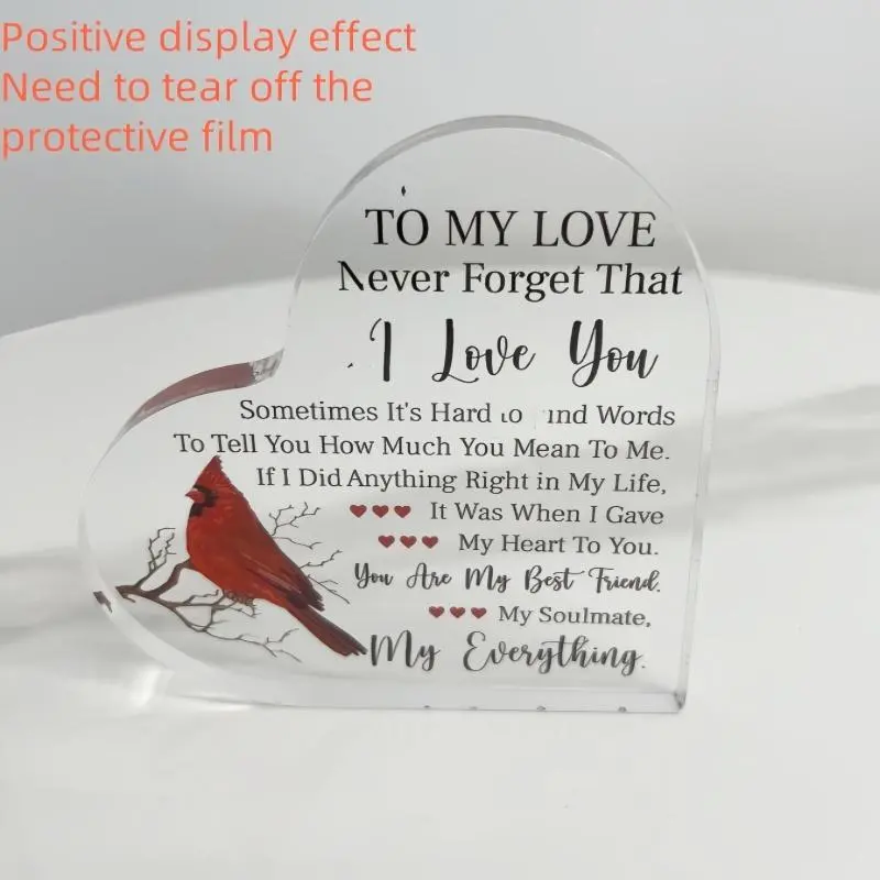 Heart Shaped Acrylic Ornament, 1 Count Creative Romantic Gift for Girlfriend & Boyfriend, Birthday Gift for Her Husband, Wife, Woman, Man, Home Decor, Acrylic Plaque 8