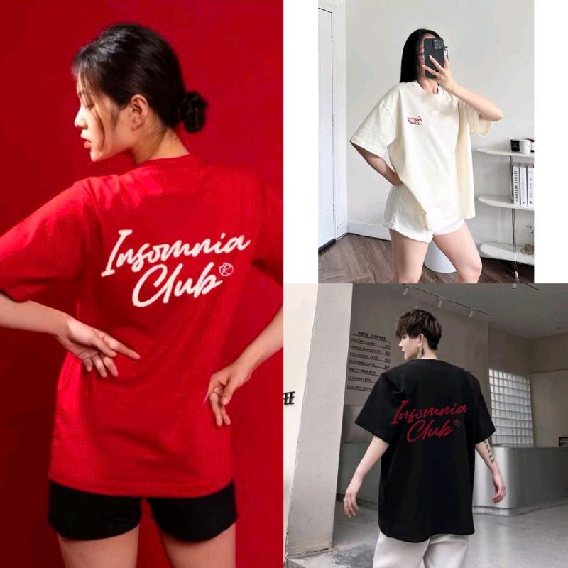 [MỚI] ÁO THUN IN CHỮ NỔI  INSO CLUB, form rộng cổ tròn, tay lỡ Ba màu: KEM, ĐEN, ĐỎ Có 4 size: M ,L ,XL ,XXL
