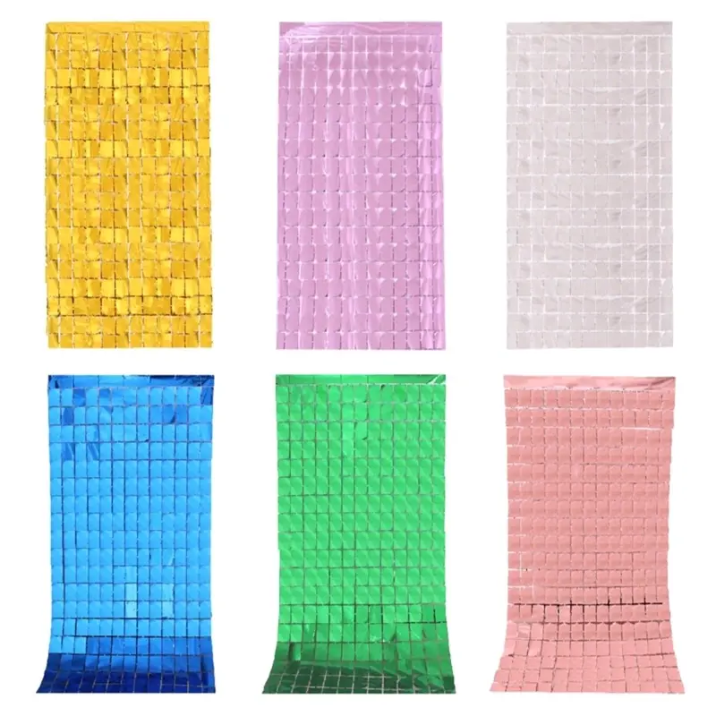 Tirai foil rumbai kotak / Backdrop curtain tirai foil kotak 3