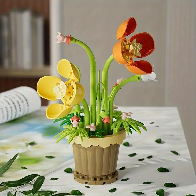 DIY Flower Building Blocks, Mini Flower Building Blocks, Creative Desktop Decoration, Educational Assembly Toy for Teenager & Adults 5
