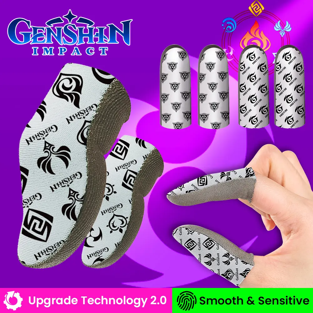 【Genshin】BlueWow Gaming Finger sleeve untuk game seluler 99-pin Anti-Sweat thumb Gloves,【Free Fire】Gaming Finger Sleeve Gloves Touch thumb PUBG COD Call of duty Mobile legends state of survival