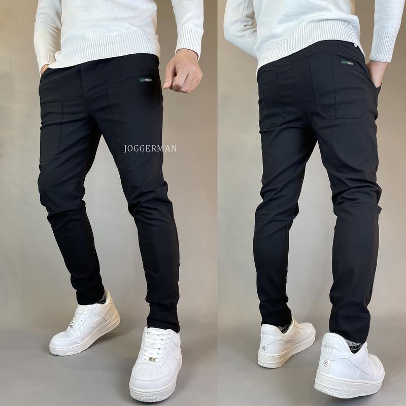 JOGGERMAN Quần Jogger 6 túi nam màu Đen form dáng Regular Fit, chất liệu co dDãn Thoải Mái Năng Động, Sport