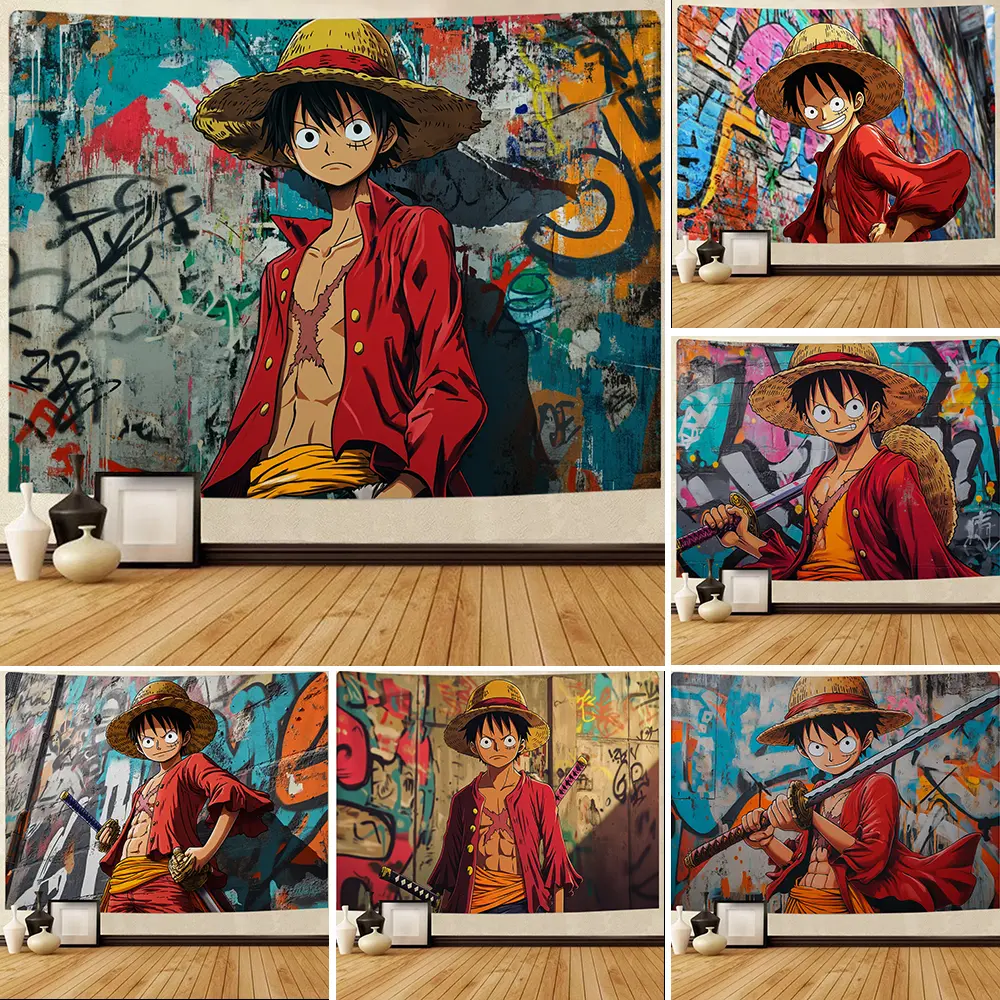 Kain Latar Belakang Pemandangan One Piece Luffy, Gaya Anime Kartun, Sesuai untuk Bilik, Bilik Tidur, Pangsapuri Sewa, Hiasan Ruang Tamu, Permaidani, Kain Gantung