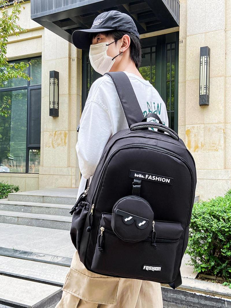 Product Introduction of Fashion Cartoon Pattern Backpack with Coin Purse, Casual Large Capacity Student School Bag, Travel Backpack for Women & Men 7