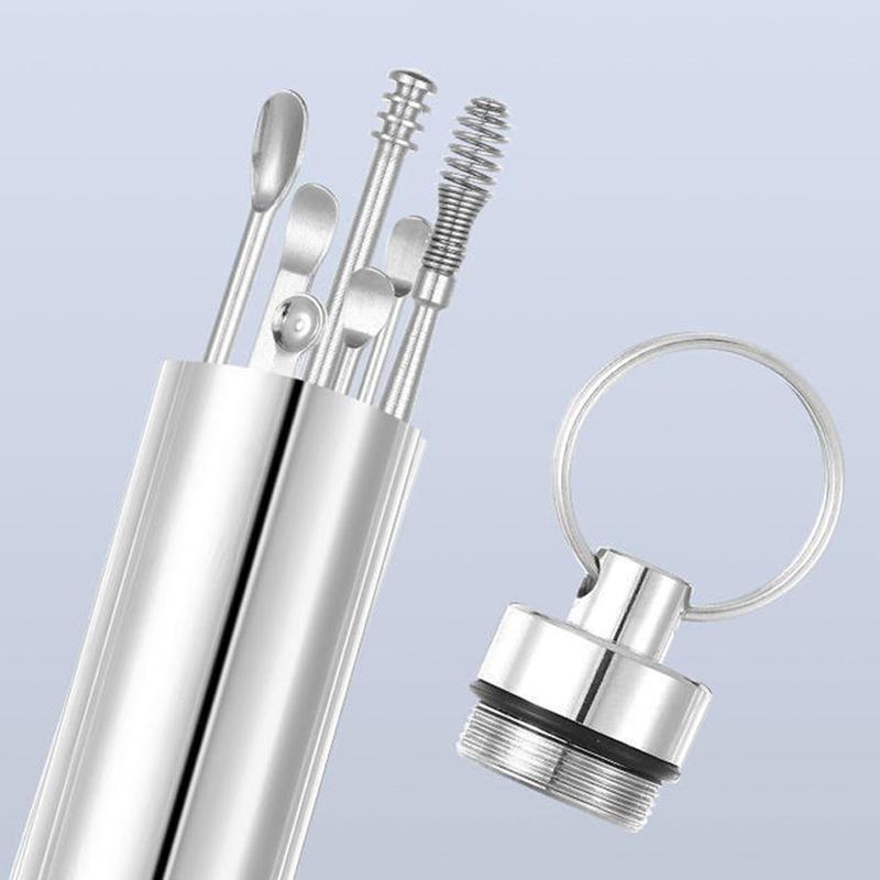 6pcs Stainless Steel Ear Wax Remover Tool with Storage Box, Earwax Collector Spiral Turn Ear Pick, Ear Cleaner Spoon, Ear Cleaning Tool Set 1